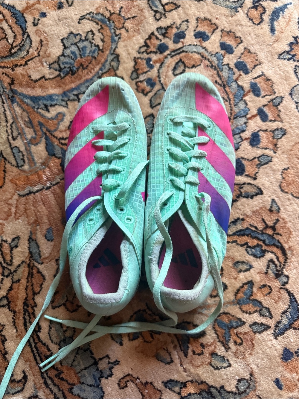 Mint Green Athletic track spikes Shoes with Pink & Purple Accents us 5